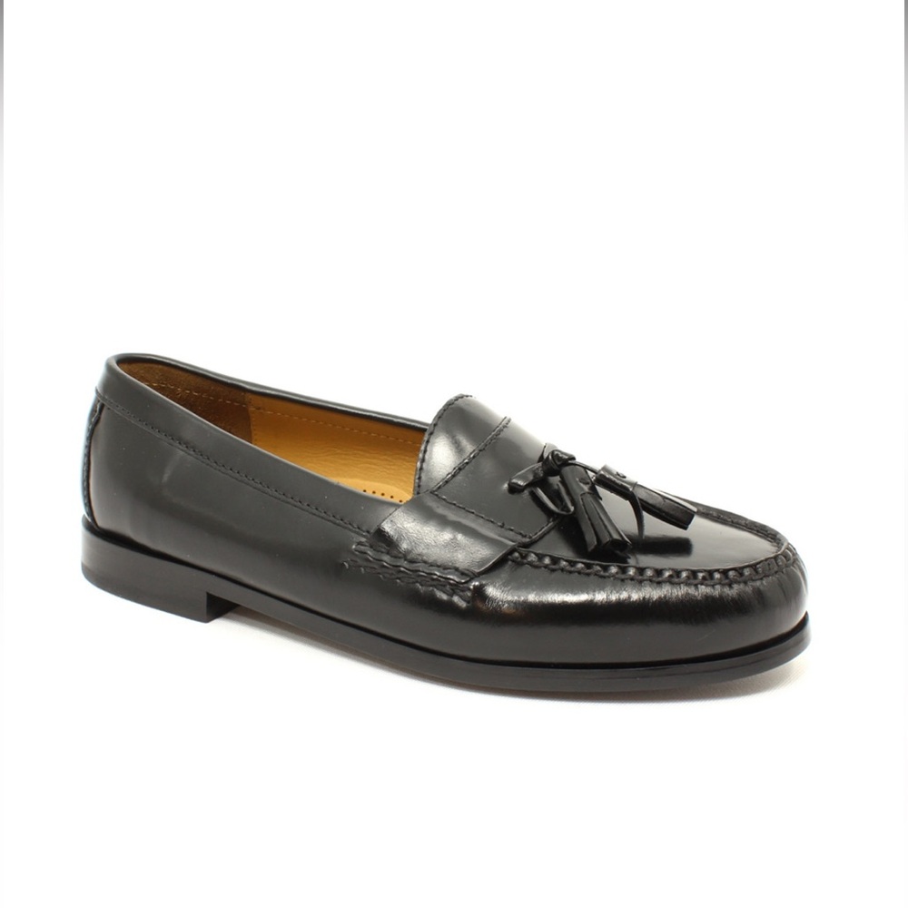 MENS COLE HAAN BLACK PINCH TASSEL LOAFERS HAND SEWN LEATHER IMPORTED INDIA SZ 12 - Picture 2 of 15